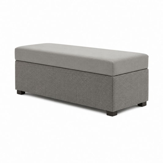 Banc coffre de rangement rectangulaire gris en polyester et MDF 120 x 40 x 45 cm