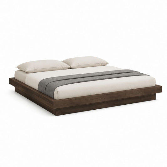 Cadre de lit plateforme rectangulaire brun foncé en panneaux MDF 160 x 200 cm