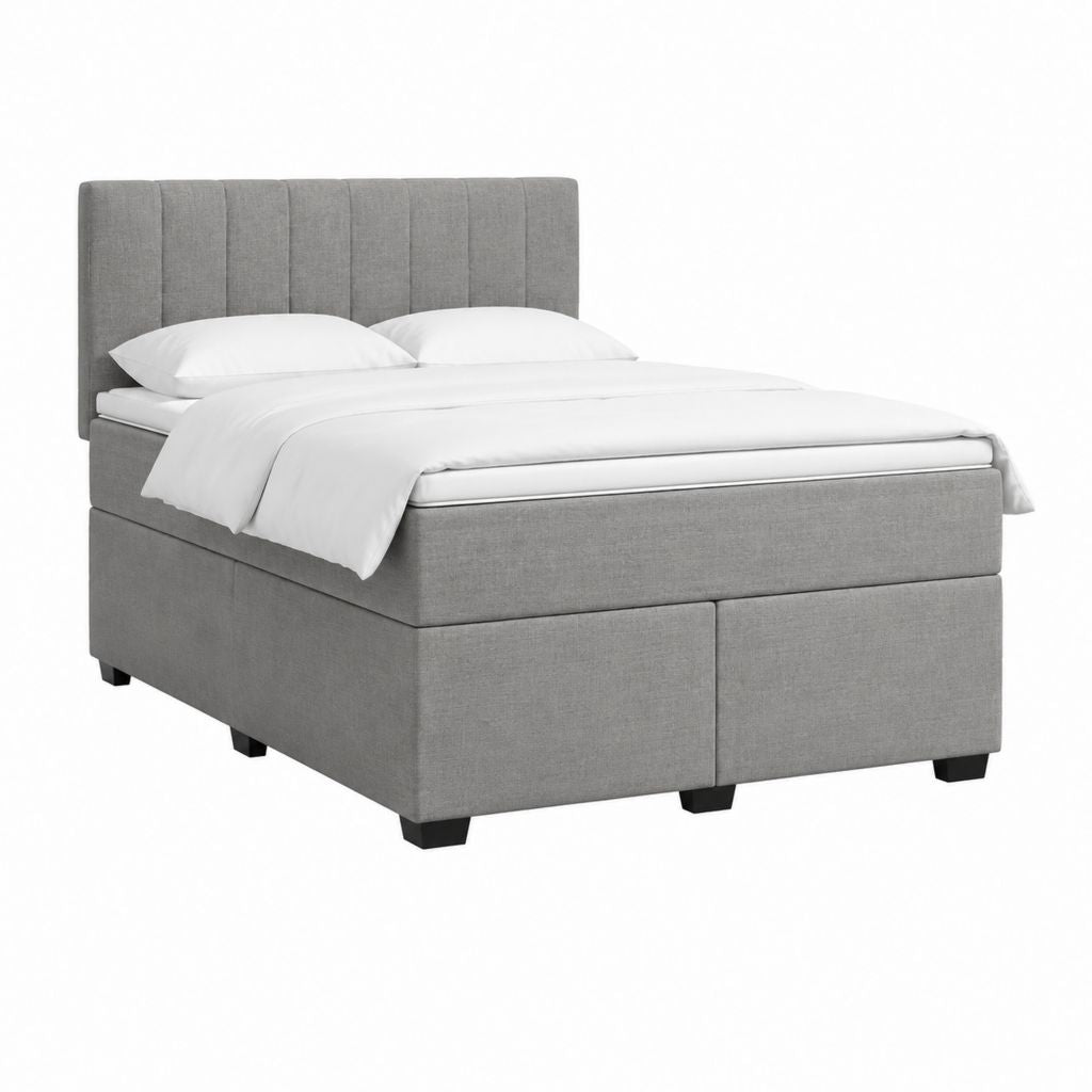 Lit double tapissier gris en polyester avec tête de lit 160 x 200 cm